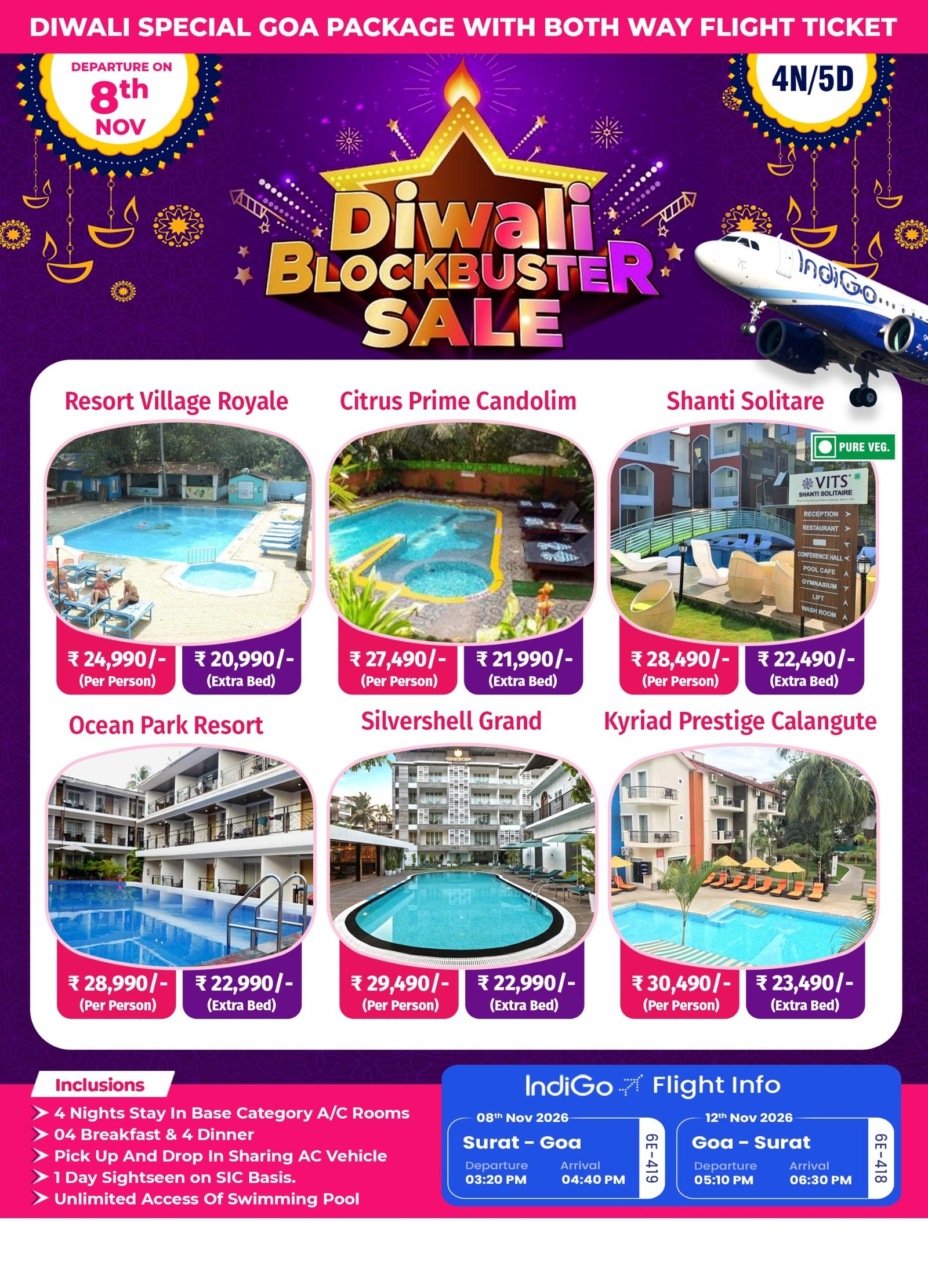 Goa Diwali Package 2026 With Flight holiday package